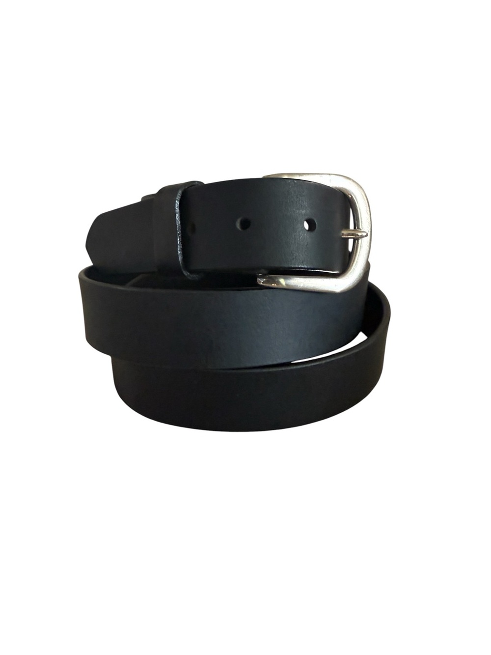 VTG Genuine Leather Full Grain Classic Black Belt Removable Silver Buckle Canada